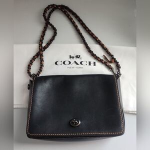 Coach Dinky  Black Leather Chain  Shoulder Bag